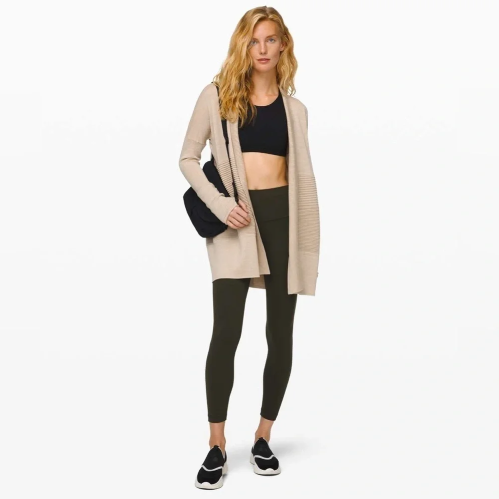 Lululemon Sit in Locus Wrap II Heathered Sandlot Merino Wool Cardigan
